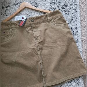 Y2k Tommy Hilfiger Corduroy Mini Skirt Womens Size 12 Nwt Tan Preppy Academia